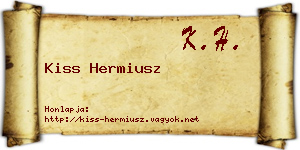 Kiss Hermiusz névjegykártya
